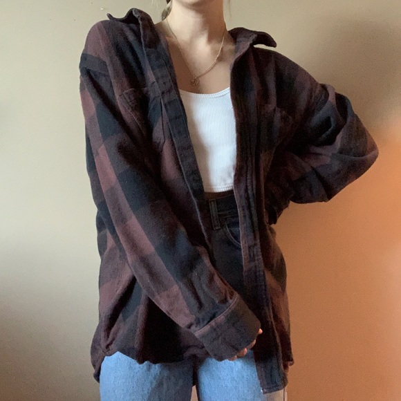 oversized brown flannel shirt